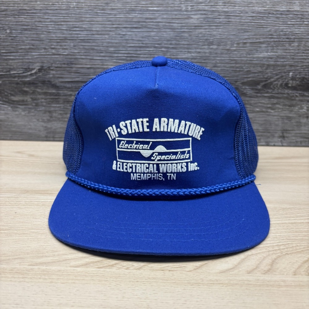 Vintage Tri-State Armature Hat Cap Snap Back Mesh Trucker Advertising Mens 80s